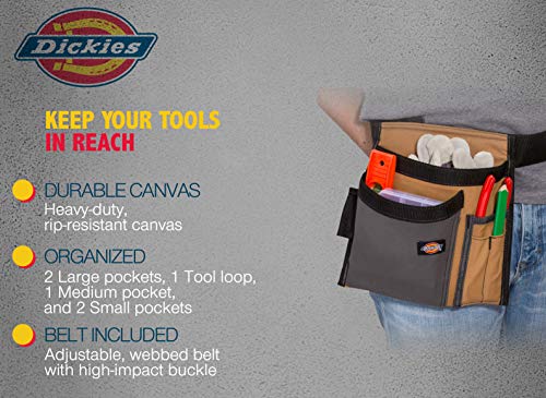 Dickies Black 5-Pocket Single Side Tool Belt Pouch Work Apron - Adjustable Canvas