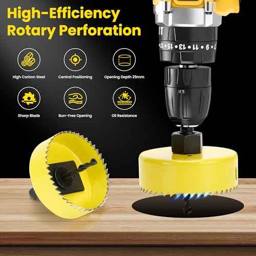 6PCS Premium Hole Saw Kit, Hole Saw Set with Mandrels, Hex Key - 1-1/4"to 2-1/8" (32-54mm) for Wood, PVC, Drywall, Plastic - Professional Hole Cutter Set