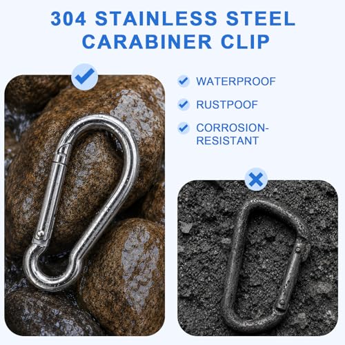 COYAGRIP M4-1.57'' Stainless Steel Heavy Duty Carabiner Clips 8 Pack