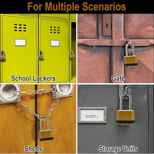 2pcs Heavy Duty Weatherproof Long Shackle Combination Padlocks - Secure & Rust-Resistant