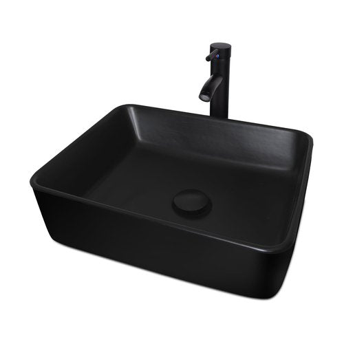 28 inch Natural Color Bathroom Vanity, Rustic Fixture Standing Pedestal Cabinet with Black Ceramic Vessel Sink