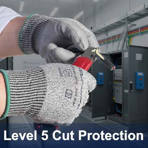Dowellife Level 5 Cut Resistant Work Gloves for Men & Women, PU Coated Breathable Gardening Gloves, Thin Flexible Firm Grip