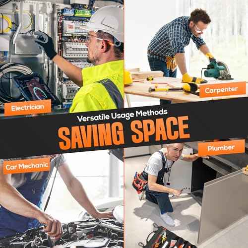 Roll up tool bag with Carabiners - 5 Large Oversized Pockets with Labels-Tool roll bag organizer - Canvas foldable tool Bag organizer | Tool organizer bag for Mechanic, Electrician & more