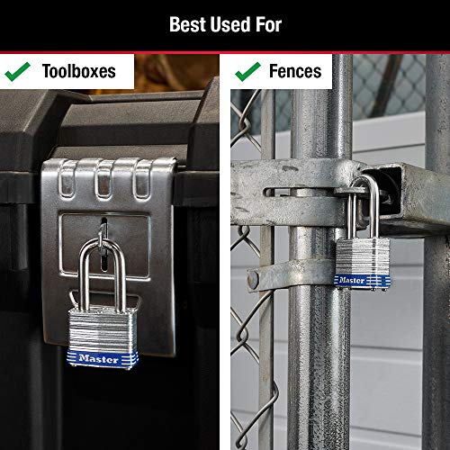 Master Lock 3TLF Laminated Steel Padlock 1-1/2" Shackle 2 Pack Keyed-Alike