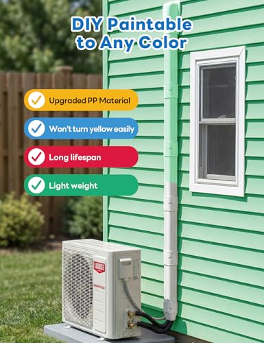 LUORISE 3-Inch Mini Split Line Set Cover Kit, 7.5 Ft Weather-Resistant AC Tubing Cover