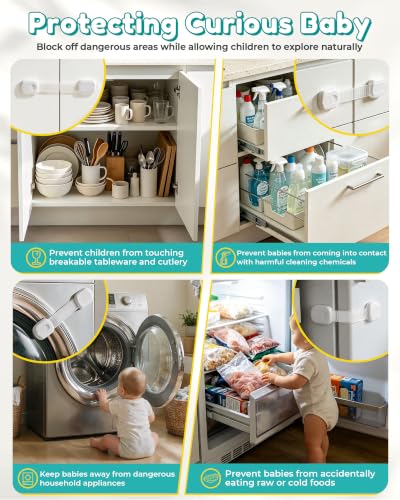Niunuerga 14 Pack Child Safety Cabinet Locks Baby Proofing White