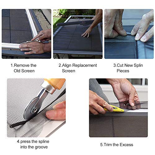Pololo Fiberglass Window Screen Roll 36” x 100’ Black High Visibility Durable Mesh
