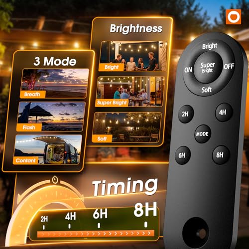 addlon 54FT Solar String Lights Outdoor with USB & Remote Control 48+6FT, 20+ Hrs Lasting, Multi-Mode