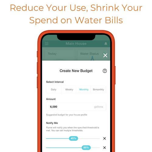 Flume2 Smart Home Water Monitor and Leak Detector – Real-Time Water Usage Tracking, Easy Installation, No Plumbing Required
