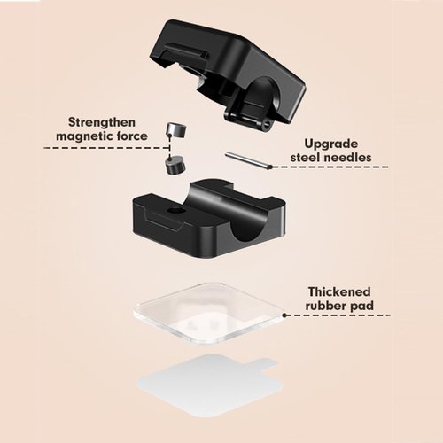 Magnetic Cord Organizer Holder, Adjustable Cable Clips, Adhesive Desk Cable Management, Easy Open Design for Bedside Charging, Office Desktop Management & Car Chargers (8 Pcs Black)