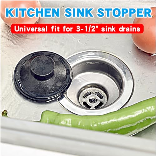 RQYEKDO 3-1/2" Kitchen Sink Stopper & Garbage Disposal Plug – Black Plastic