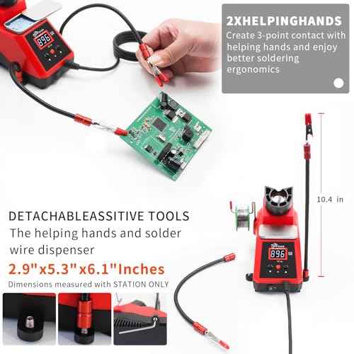 60W Digital Display Soldering Iron Station Kit w 2 Helping Hands, 6 Extra Iron Tips, Lead-Free Solder, Solder Sucker, S/S Tweezers, ¡ÆC/¨¬F Conversion, Auto Sleep & Calibration Support