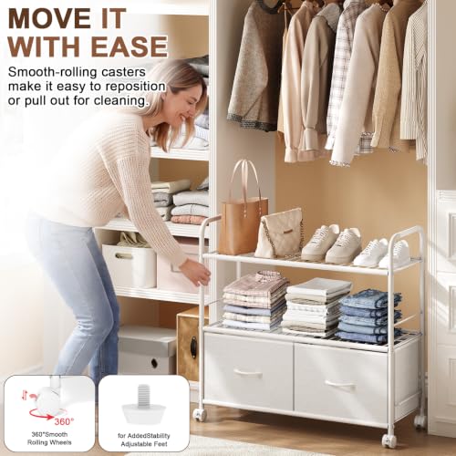 Heavy Duty Metal Closet Organizer with Fabric Drawers, 3-Tier Storage