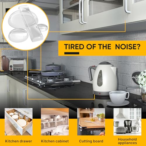 Vellax 104-Count Clear Silicone Cabinet Door Bumpers - Noise & Scratch Protection