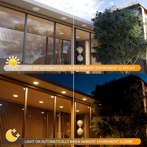JULLISON 6 Inch LED Disk Light with Dusk to Dawn Sensor, 5CCT, 1000LM, White