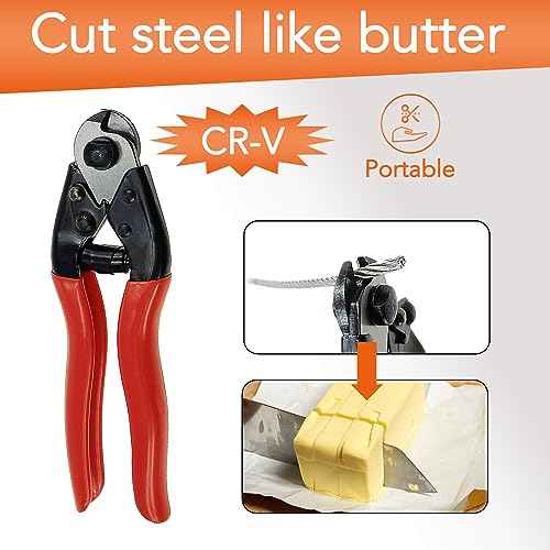 Cable Cutter Wire Cutter Heavy Duty up to 5/32" Stainless Steel Aircraft Wire rope for Decking Railing Fencing Bike Bicycle Brake Cutter DIY projects