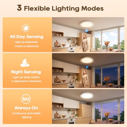 DiDiSky 6-Color Rechargeable Motion Sensor Ceiling Light with Remote, Magnetic Mount, Dimmable LED for Closet Pantry Hallway - 1 Pack
