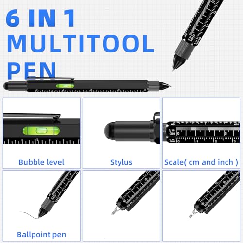 MaxLax 9-in-1 Multi-Tool Pen Gift Set - Father's Day Present with Pliers, Assembly and DisassemblyTools & Bottle Opener, Gifts for Men, Dads & Outdoorsmen - Great for Birthdays (Black+Black)