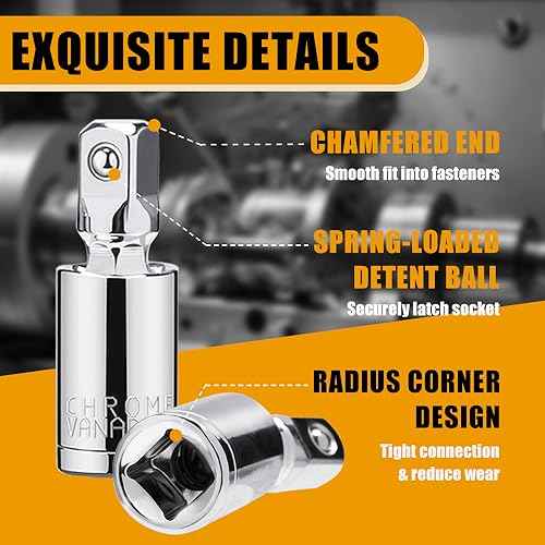 3PCS Universal Joint Socket Set, 1/4¡± 3/8¡± 1/2¡± Drive Swivel Socket Adapter Set, Premium Chrome Vanadium Steel Universal Joint Socket Adapter Suitable for Narrow Spaces- Tiosamd