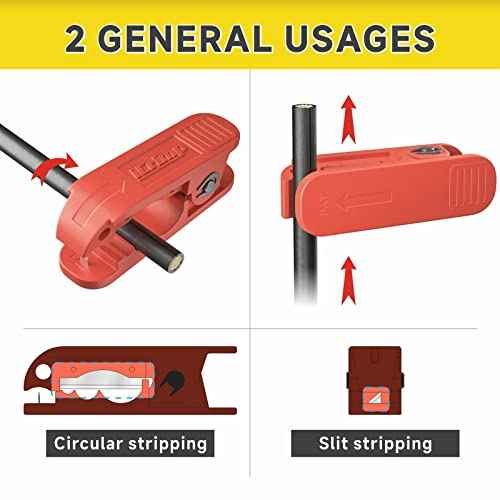 iCrimp Round Cable Stripper for AWG 12 to 4/0, Adjustable Cable Jacket Stripper,Wire Stripping Tool with 2 Spare Blade