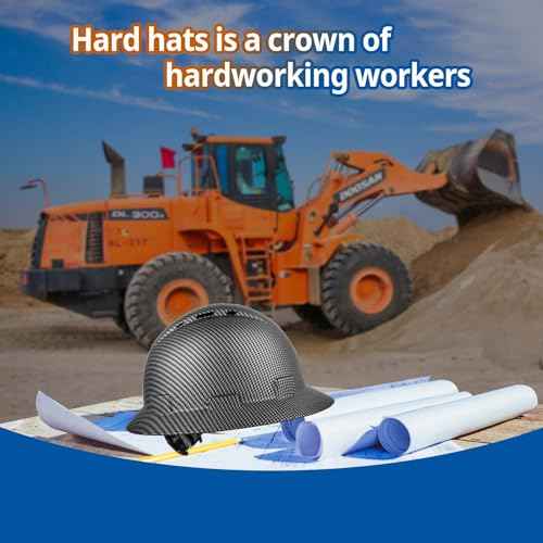 Full Brim Hard Hat - OSHA Safety Helmet Durable Lightweight Carbon Fiber Hard Hat, 6-Point Ratchet Suspension Protective Gear for Men and Women