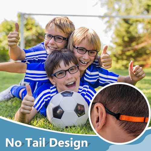 Kid Glasses Straps - 10 Psc Adjustable Eyewear Retainer with 10 pair Ear Hooks, No Tail Eyeglasses Holders Around Neck, Sunglasses Eyewear Retainer for Child&Big Kids (6.8-10in)