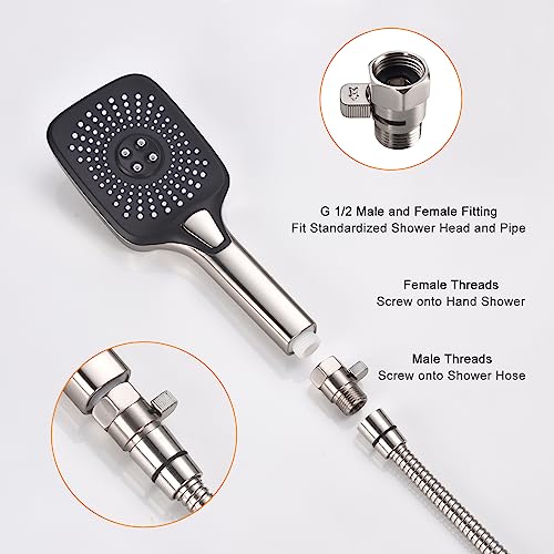 ChuangTim Brushed Nickel Water Flow Control Valve for Shower, 1/2" Brass Shut Off Regulator