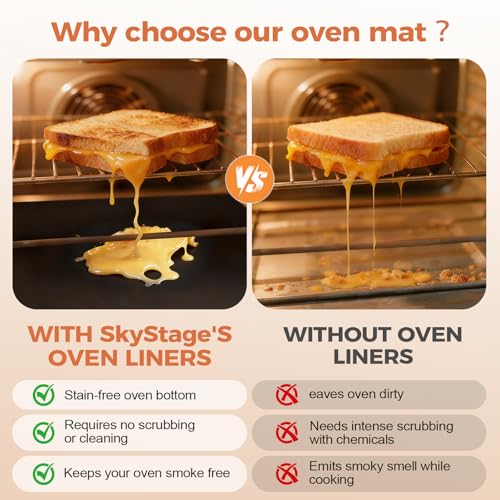 SkyStage 3 Pack Oven Liners 17x25 Non-Stick Reusable Mats