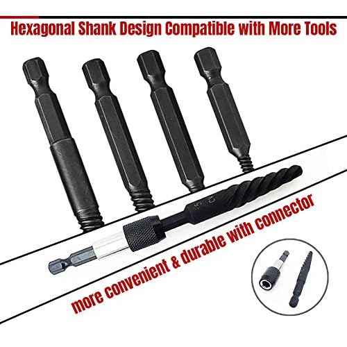 NORTOOLS 6 PCS Broken stud extractor kit Damaged Screw Extractor Set with 1/4 Quick Change Arbors Tool Kit Fine Thread Bad Screw Stud Remover