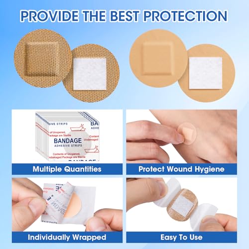 400PCS Round Waterproof Latex-Free Bandages - Small Circular Adhesive Wound Covers, Assorted Fabric & Waterproof Styles (Variation: 400P Bandages)