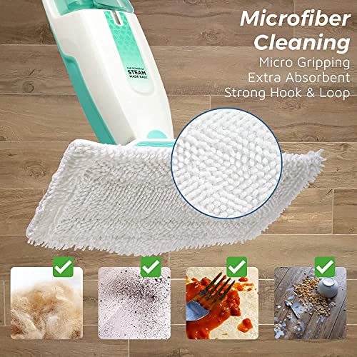 Flammi 4-Pack Steam Mop Pads for Shark S3101 S1000 SK460 – Reusable White Pads