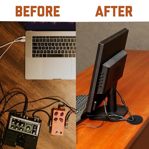 Signite Black 5-Pack 2.5 Inch Plastic Desk Cable Grommets for Wire Management