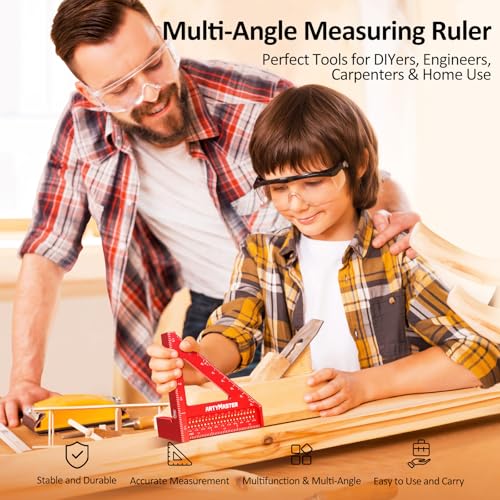 ARTYMASTER 3.8 Inch Mini 3D Multi-Angle Measuring Square with Pencil & Refills - Imperial Woodworking Tools