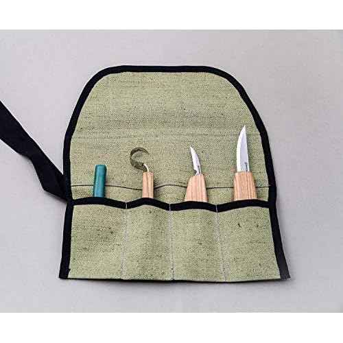 BeaverCraft TR4 Rolling small tool up organizer bag 4 pockets wrench roll up pouch gear roll up tool pouch for knives and chisels storage with 4 slots