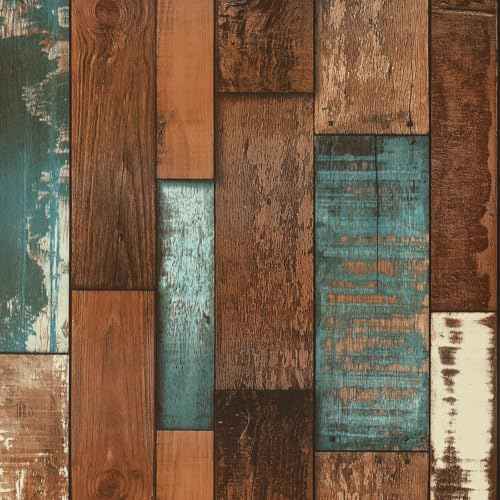 VEELIKE Aged Weathered Shiplap Peel and Stick Wallpaper Blue Wood Contact Paper for Cabinets Countertops Walls Waterproof Self Adhesive Rustic Wood Wallpaper for Farmhouse Kitchen Bedroom 17.7''x118''