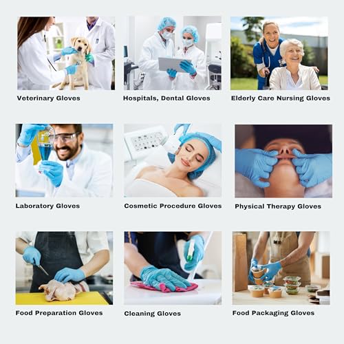 Nitrile Gloves Disposable Latex Free,Powder Free,Guantes,Mechanic,Labs,Food,Chemical-Blue (Reg/long Cuff)