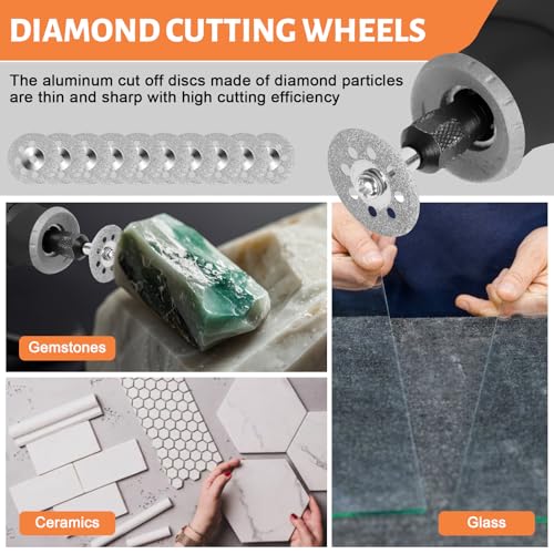 55pcs Cutting Wheels Set for Dremel Rotary Tool,10pcs Resin Cutting Discs,10pcs Diamond Cutting Wheels,6pcs HSS Circular Saw Blades,20pcs Sanding Drum for Cutting Metal,Wood