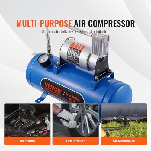 VEVOR 12V Blue Air Compressor with 1.6 Gallon Tank for Tire & Air Mattress Inflation