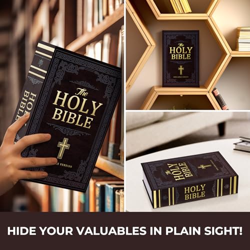 KOFAIR Bible Book Safe with Combination Lock, Fireproof Bag, Large Hidden Storage
