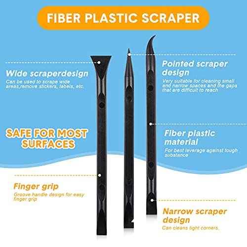 9 Pieces Plastic Scraper Tool Scratch Free Crevice Cleaning Sticker Remover Tool Multipurpose Non Scratch Scrapers for Tight Spaces, Kitchen, Crevices, Auto Detailing, Paint