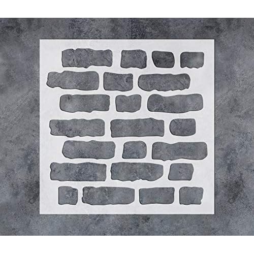 GSS Designs Brick Stencil Template - Reusable Layered Bricked Stencils for Painting - Mylar Stencils for Painting on Wall Wood Canvas (8'' x 8'')