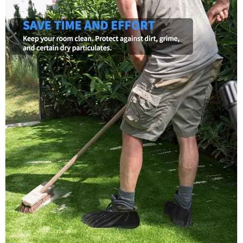 Shoe Covers Disposable Non Slip - 50 Pack (25 Pairs) X-Large Disposable Boot Covers for Indoors Outdoors Recyclable Durable Protector Stretchable Fits Up to Size 13 US Men-Black