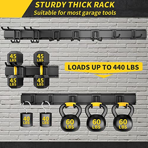 UUP 48-Inch Wall Mount Garage Tool Organizer with 3 Panels & 7 Hooks, Heavy Duty Storage Rack