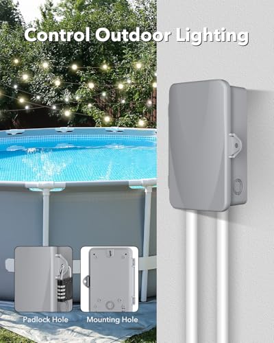 BN-LINK Mechanical Pool Pump Timer - Heavy Duty 24-Hour Programmable Outdoor Timer Box