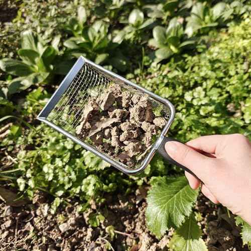 Soil Sifter for Gardening Pack of 2, Dirt Sifter Compost Sifter with Handle,Two Garden Sifters for Soil with 3.8/5mm Mesh,Rocks Sifter Sand Sifter Garden Shovel