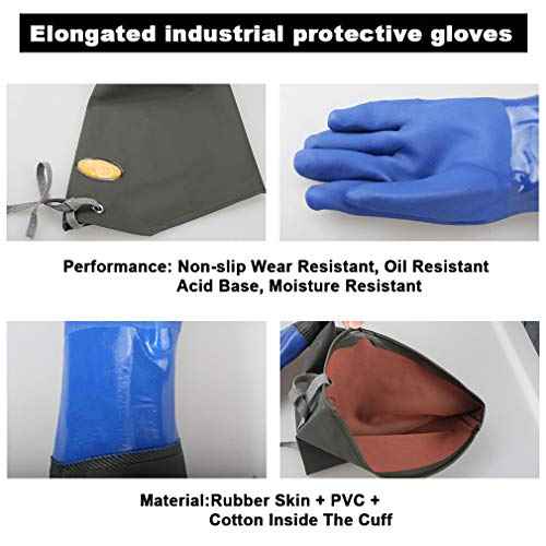 Eiito Drain cleaning gloves,Pond Gloves,Long Rubber gloves,Waterproof Gloves elbow length rubber gloves- 27 Inch Insulated Waterproof