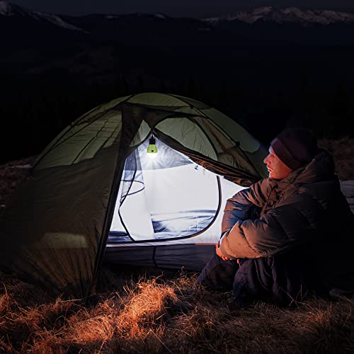EverBrite Rechargeable Camping Light,Portable Tent Lantern,3 Lighting Modes, Hanging Tent Light Bulbs with Clip Hook for Hiking, Fishing, Backpacking, Emergency and More-Green