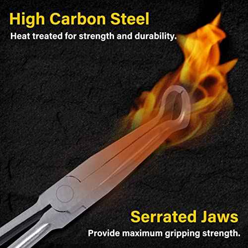 SPEEDWOX Long Reach Hose Grip Pliers 11 Inches Ring Nose 3/5 Inch Diameter Offset Spark Plug Boot Removal Serrated Jaws for Hard to Reach Narrow Spaces