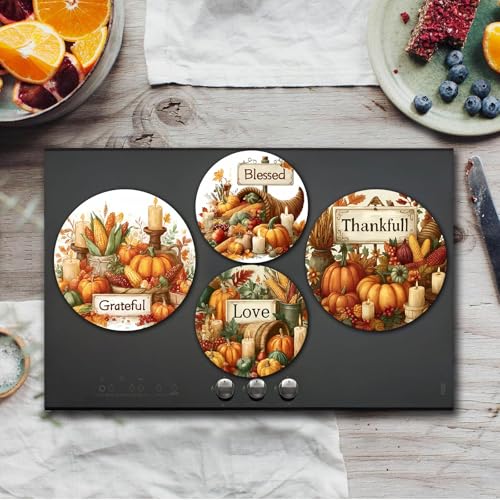 TUMOVO Fall Harvest 8/10 Inch Boho Floral Burner Covers - 4 Pcs, 2x8, 2x10 in, Includes 42 Artwork (Variation: 10Wx10H)