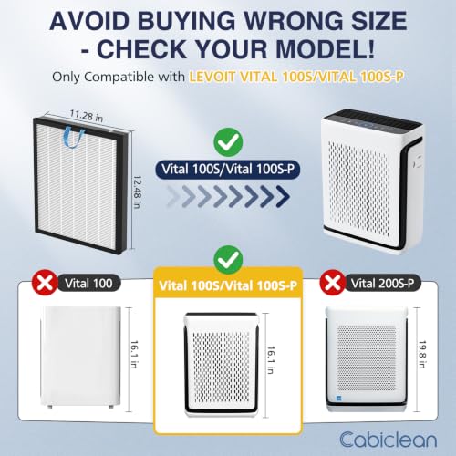 Cabiclean Vital 100S-P 2-Pack Replacement Filter for Levoit Vital 100S/100S-P White